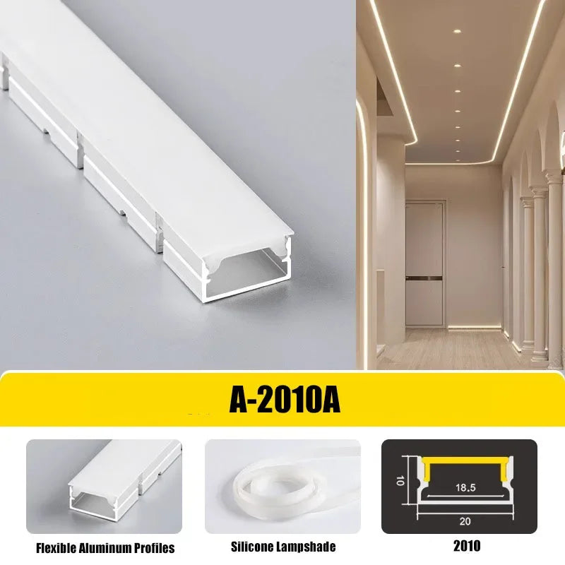 0.5/1M Bendable Led Aluminum Profile 20/30/40Mm Wide Flexible Led Channel Diffuser Curved Line Light Bar Aisle Ceiling Lighting