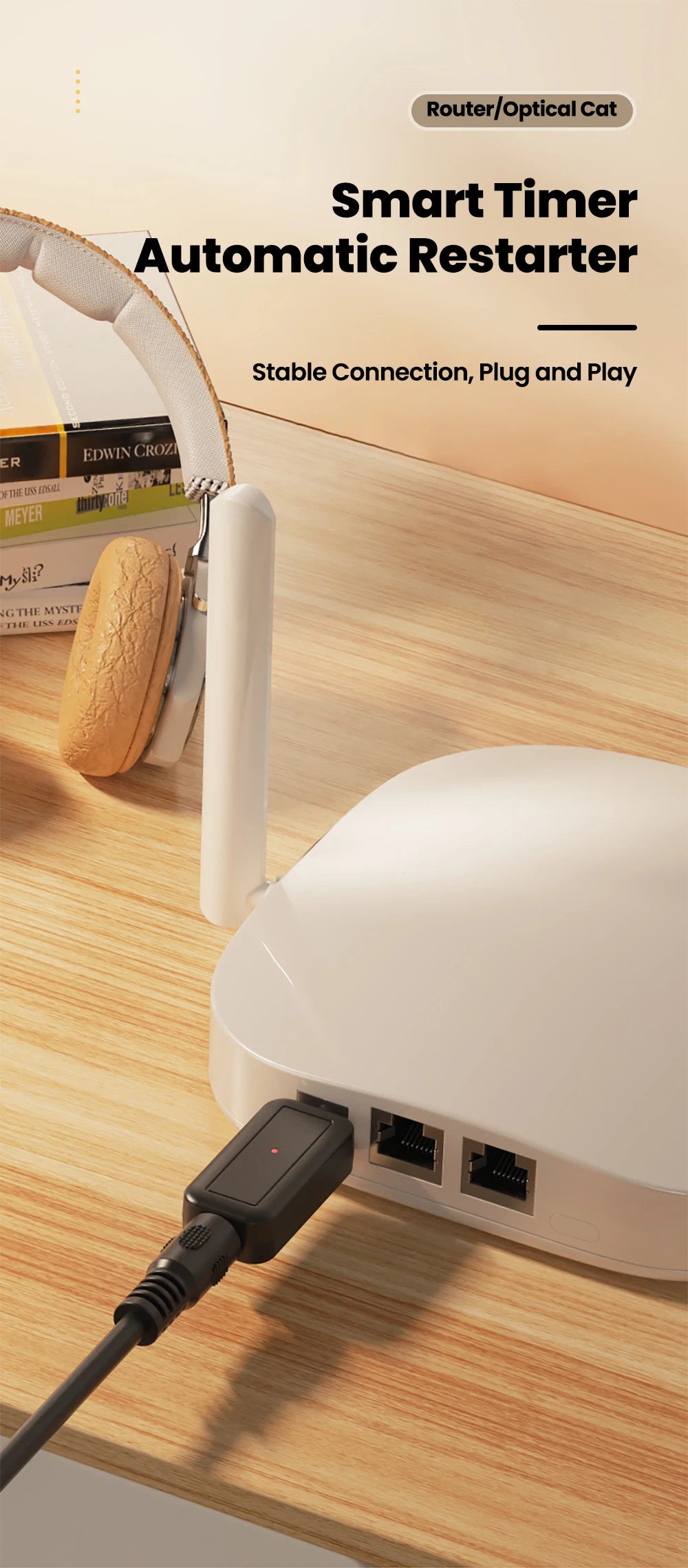 Router Timed Reboot Controller, Optical Modem WiFi Automatic Smart Reset Switch Connector, Boost Internet Speed