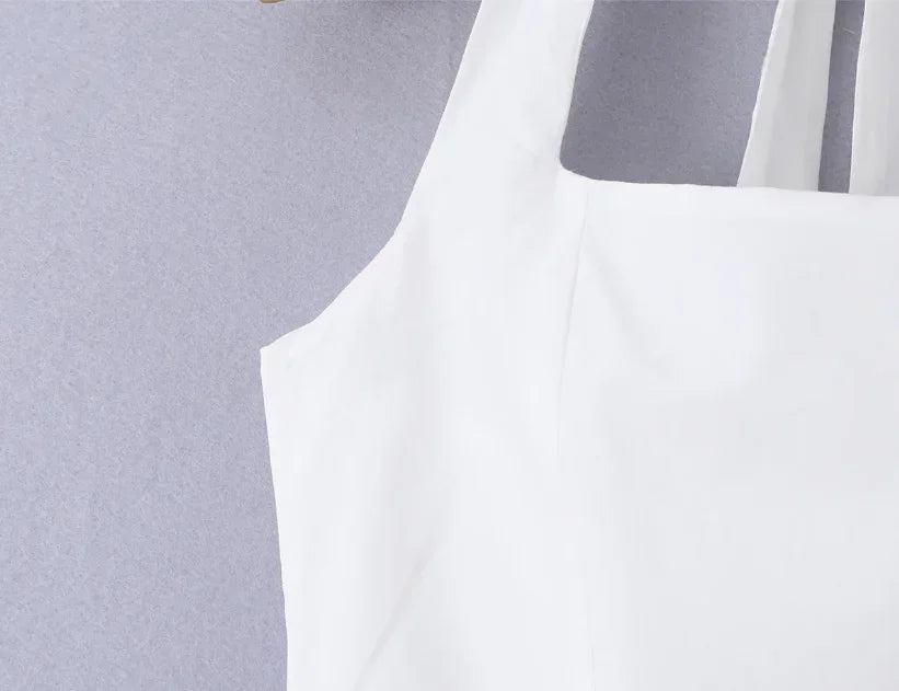 Chic Women White Ruched Waist Maxi Dress Sexy Sleeveless Halter Neck A Line Vestidos Elegant Daily New Party Street Summer Gowns