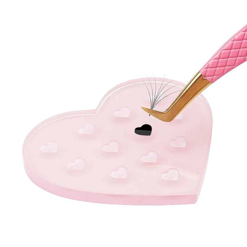 1Pc Heart Shaped Glass False Eyelash Stand Glue Holder Pad Eyelashes Extension Adhesive Pallet Paste Glue Pad Makeup Supplies