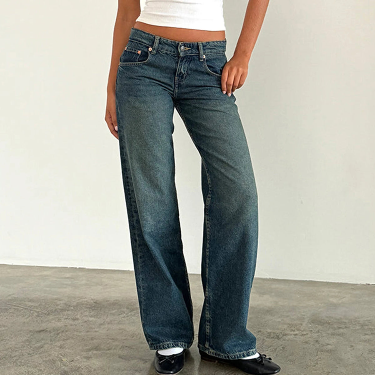 Women Wide Leg Jeans Casual High Waist Baggy Boyfriend Denim Pants Y2K Straight Streetwear Jeans Mom Jeans Trousers