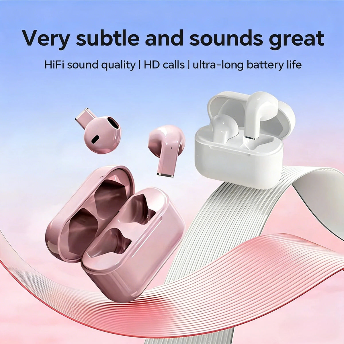 Mini Earphones Wireless Bluetooth Earbuds Long-Last TWS Noise Cancellation Headphones Extended Battery Life With Mic for Music