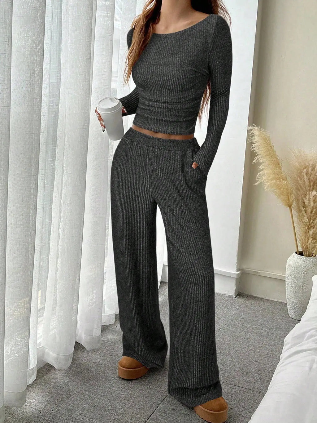 Casual Workout Two Piece Sets Woman Outfits Crop Long Sleeves Tops Long Pants Tracksuit Suit Summer And Fall 2026 New Lounge Set