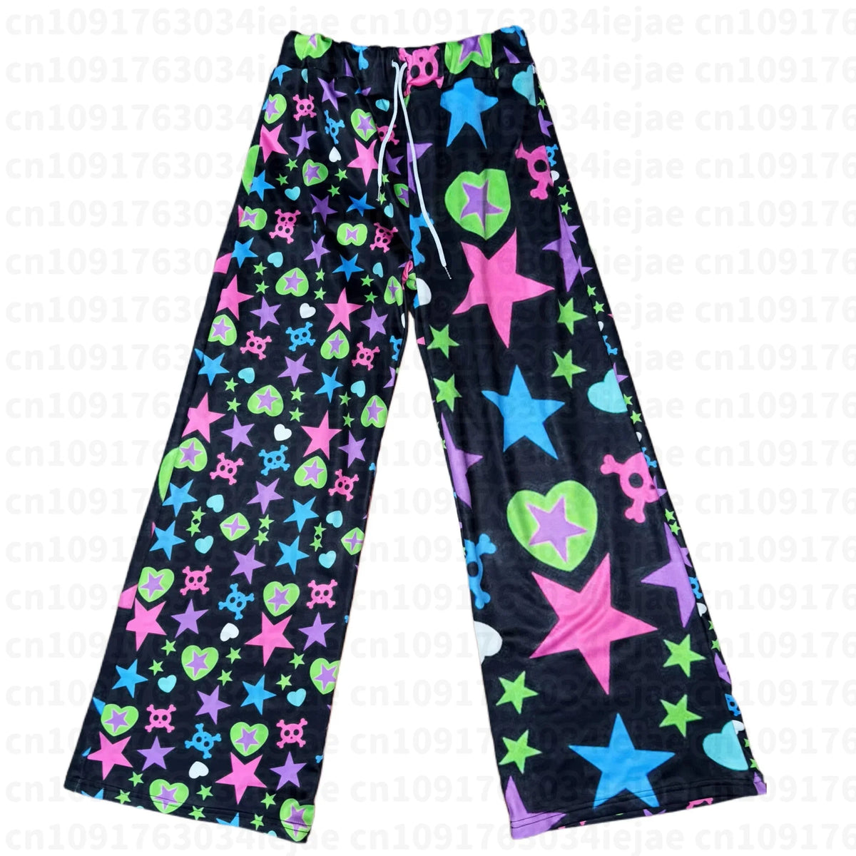 2026 New Black Universe Colorful Star Pants Spring New Cute Kawaii Yami Y2k Harajuku Style Fashionable Special Loose Kid Pants