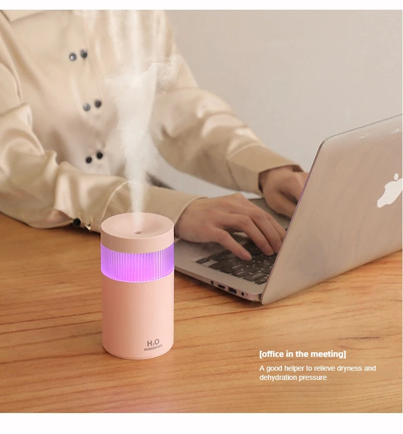 Mini 300ml Portable Air Humidifier USB Desktop Indoor Mute Air Atomization Humidifier Mist Maker Lights for Car Home Bedroom