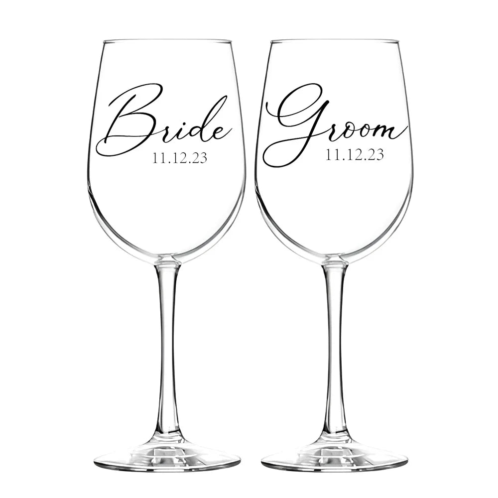 Personalised Wine Glasses Laser Engraving Custom Mr. and Mrs. Wine Glasses Gifts for Wife Couples Anniversary Christmas Wedding