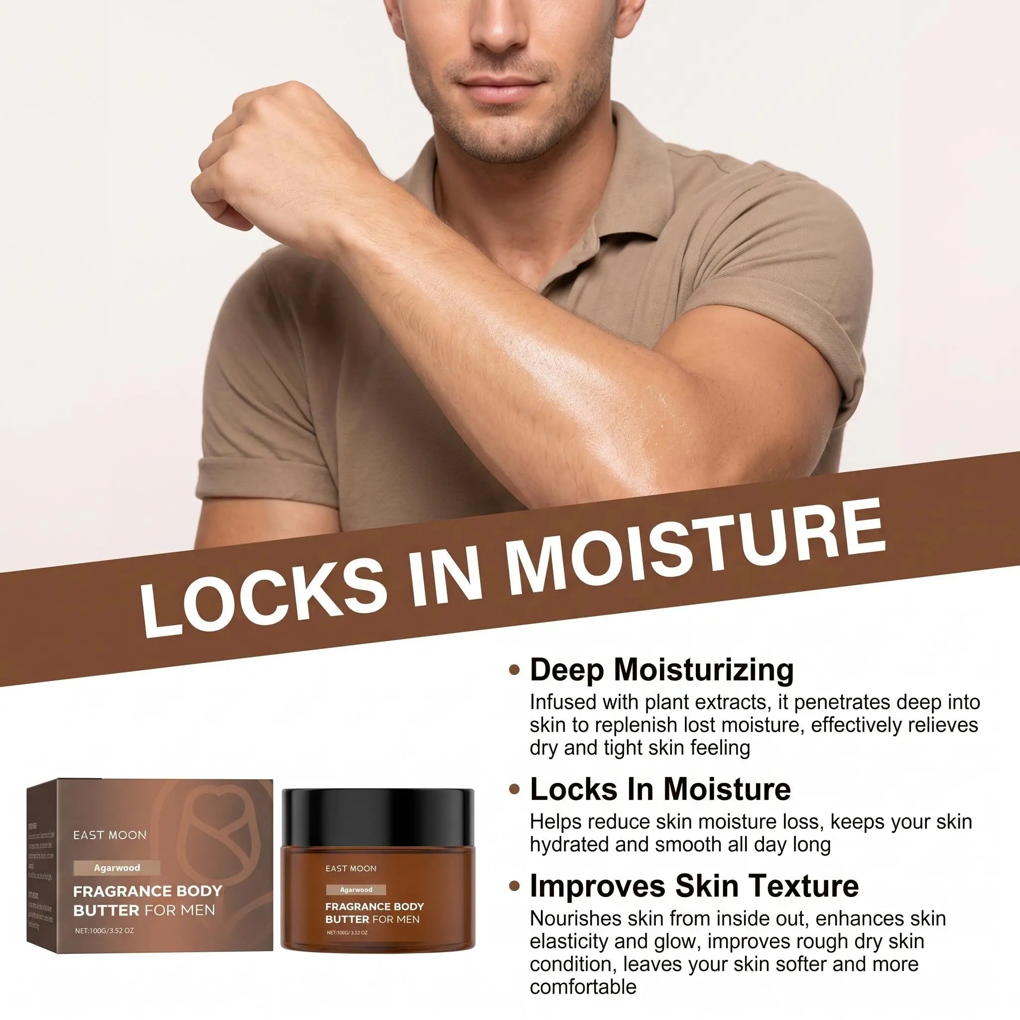 Men Pheromone Body Cream Agarwood Fragrance Skin Body Cream Long Lasting Hydrate Improve Male Rough Skin Boost Confident Charm