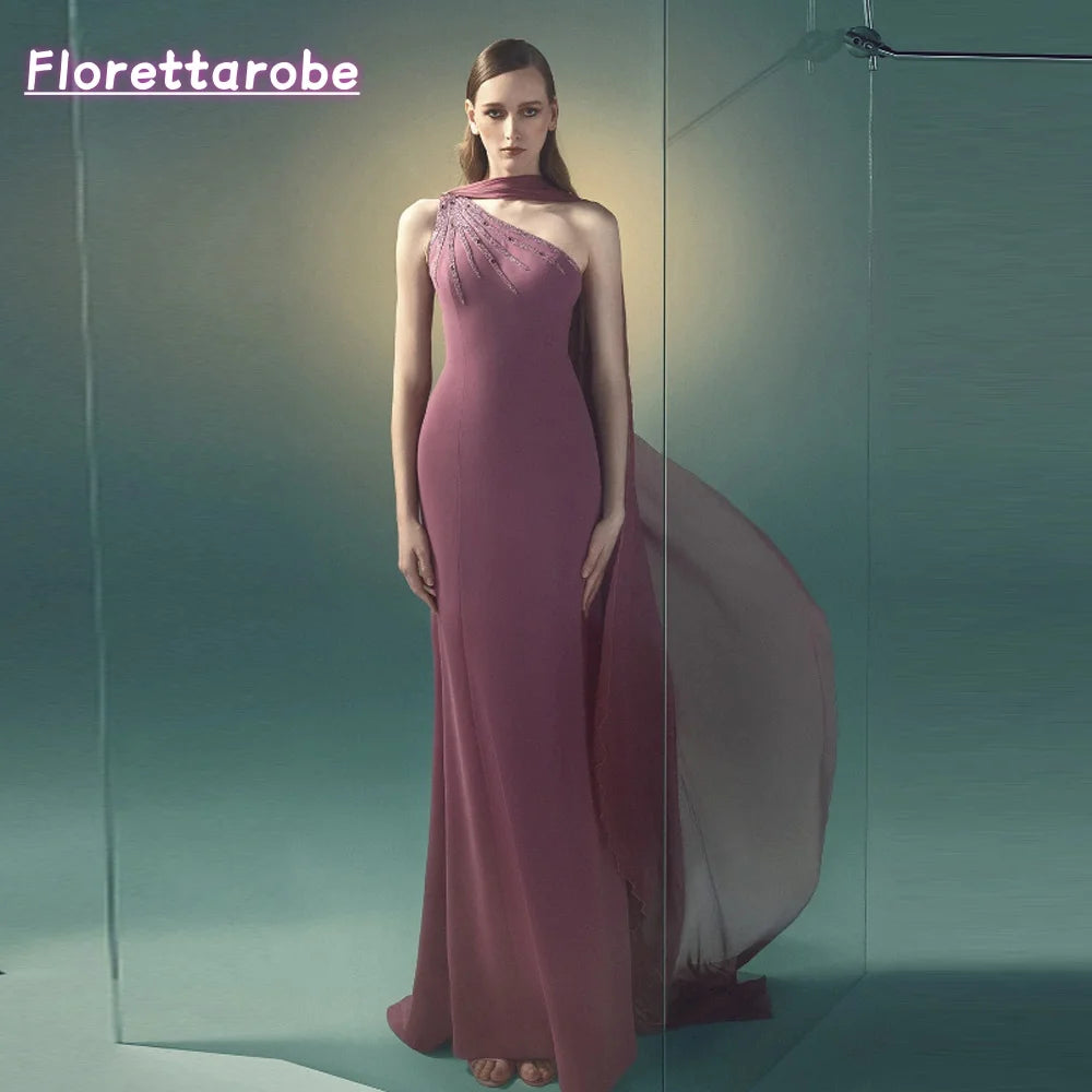 Florettarobe One Shoulder Evening Dresses Luxury Beads Prom Dress for Women  Elegant Bespoke Occasion Gowns Customized