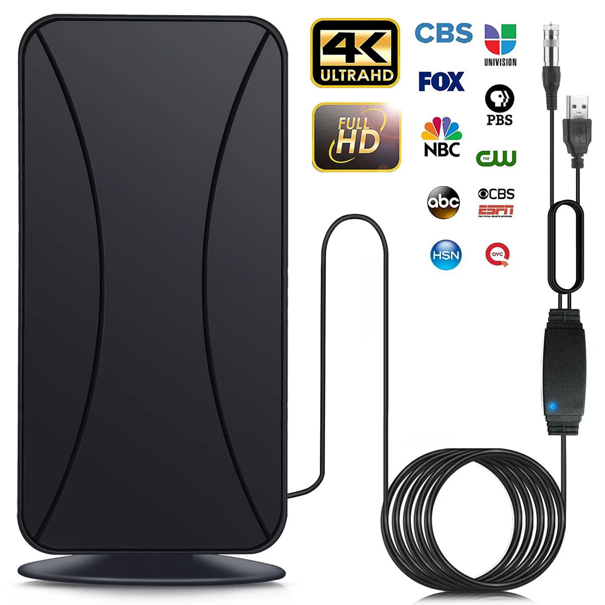 TV Digital Box Antenna Booster Hign Gain High Definition Aerial HD Flat Indoor Active Aerial For Car Antenna RV Travel Smart TV