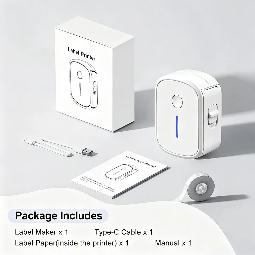 Portable Mini Label Printer Bluetooth Inkless Self-adhesive Thermal Labels Printer Sticker Maker Adhesive Mini Labeling Machine