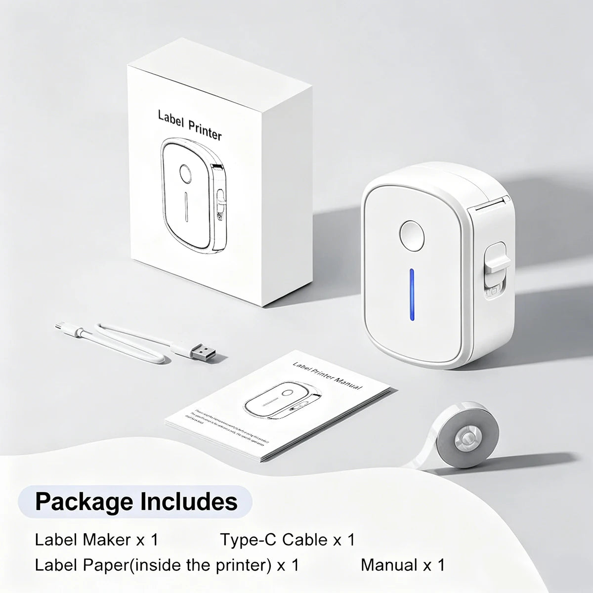Portable Mini Label Printer Bluetooth Inkless Self-adhesive Thermal Labels Printer Sticker Maker Adhesive Mini Labeling Machine