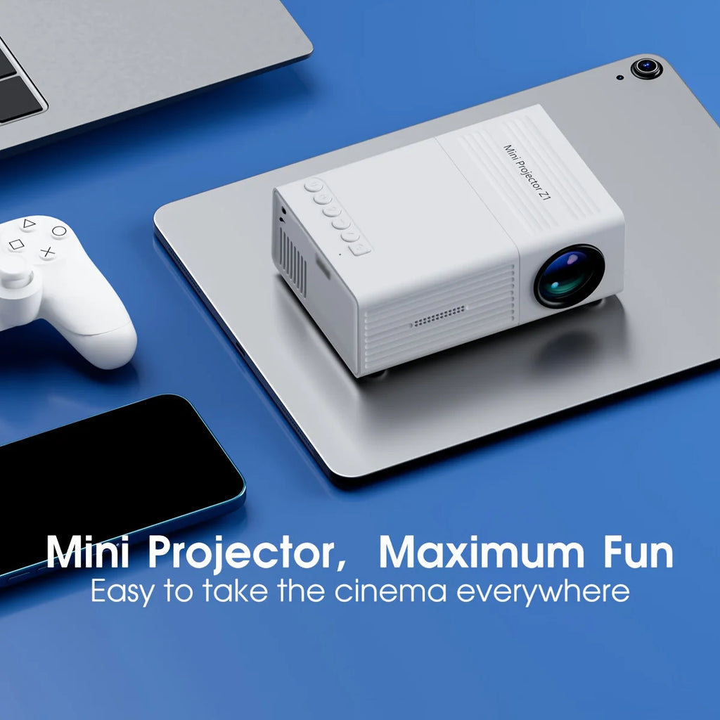 Portable Projector, Supports 1080P, USB Connection, Remote Control - Compatible With Smartphones, Tablets, Laptops, TV Sticks