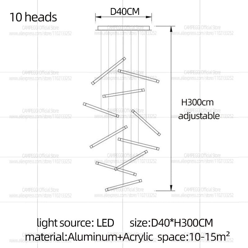 Modern Chandelier Luster Lights For Stair Hall Dining Living Room Duplex Building Indoor Lighting Fixture Staircase Chandelier