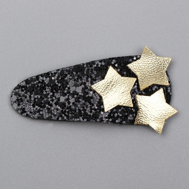 Kids Hair Clips Flocked Glitter Star Snap Clips for Toddlers Girls Soft Front Hair Clips Fall Winter Boho Hair Accessories New