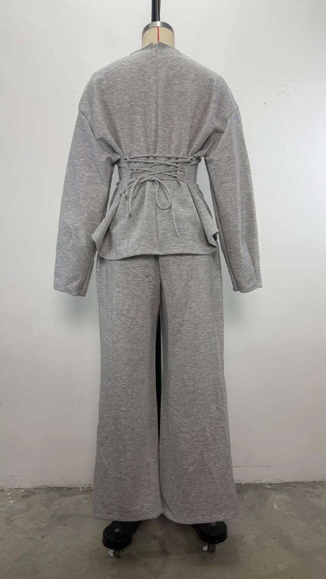 Women's 2 Piece Long Sleeve Top and Wide Leg Pants Set Casual Solid Color Pullover Sweatshirt and Trousers Lounge Wear Outfit