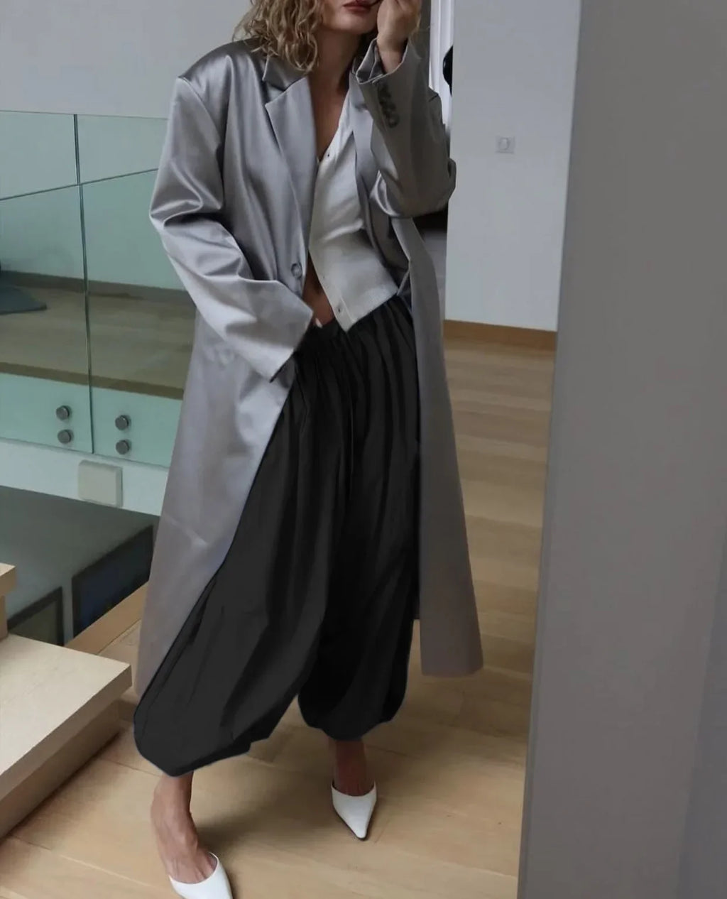 Tuularose Loose Solid Leg-Length Pants For Women Pleated High Waist 2025 Summer Female Fashion Office Lady Casual Bloomer Pants