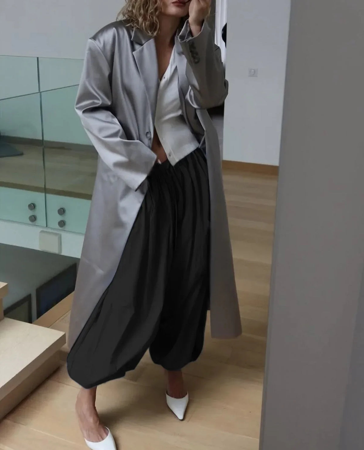 Tuularose Loose Solid Leg-Length Pants For Women Pleated High Waist 2025 Summer Female Fashion Office Lady Casual Bloomer Pants