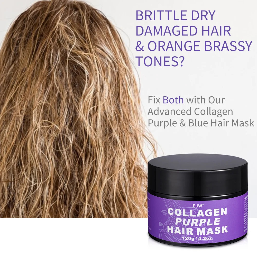 Keratin Purple Hair Mask,Deeply Hydrating Purple Color Depositing Shampoo for Blondes,Bleached&Grey Hair Enhances Shine&Brightn