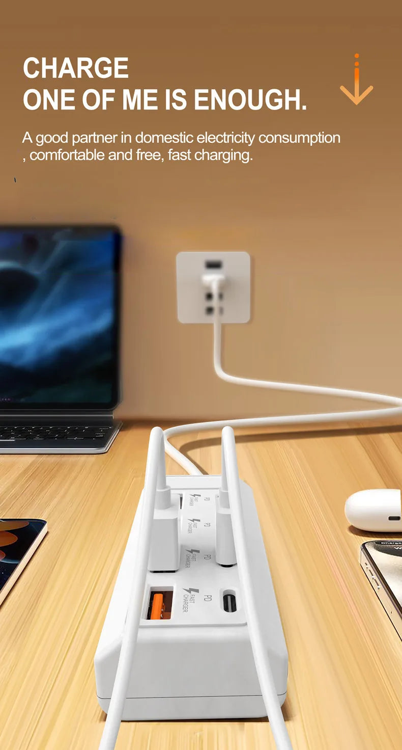 1/2 Piece USB Charging Port Adapter, 8-Port USB Charger with 25W 4C+4A Socket, Compatible with Laptops, Operating Voltage ≤36V,