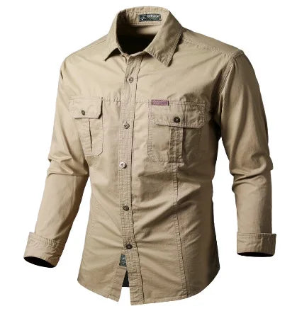 Men's Long Sleeve Outdoor Workwear Shirt Breathable Comfortable Cotton Sweat Absorbent Casual Business Style Loose Fit Spring...