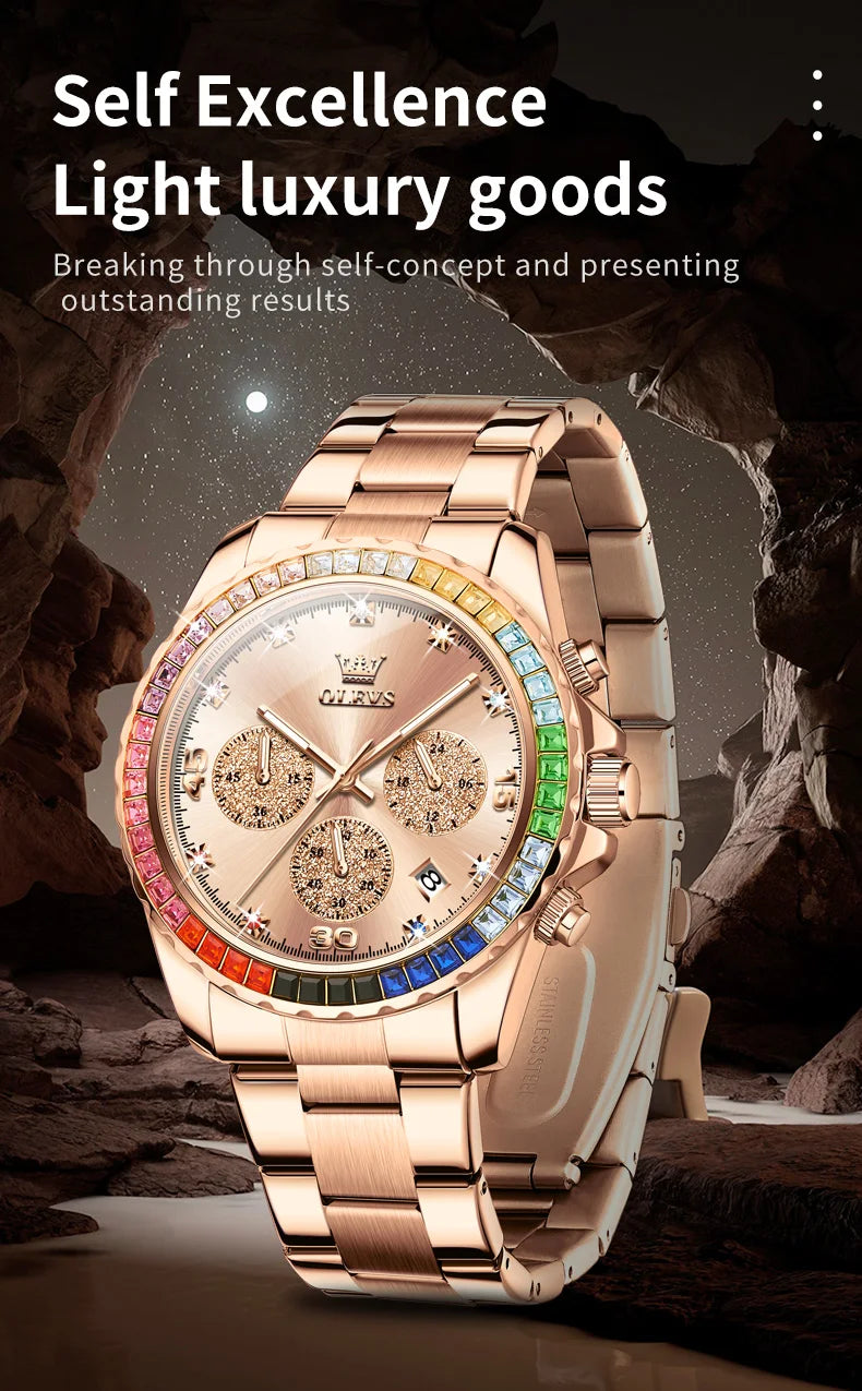OLEVS 2939 Watches For Man Original Brand Multifunctional Quartz Watch Waterproof Luminous Stainless Steel Men Watches Reloj