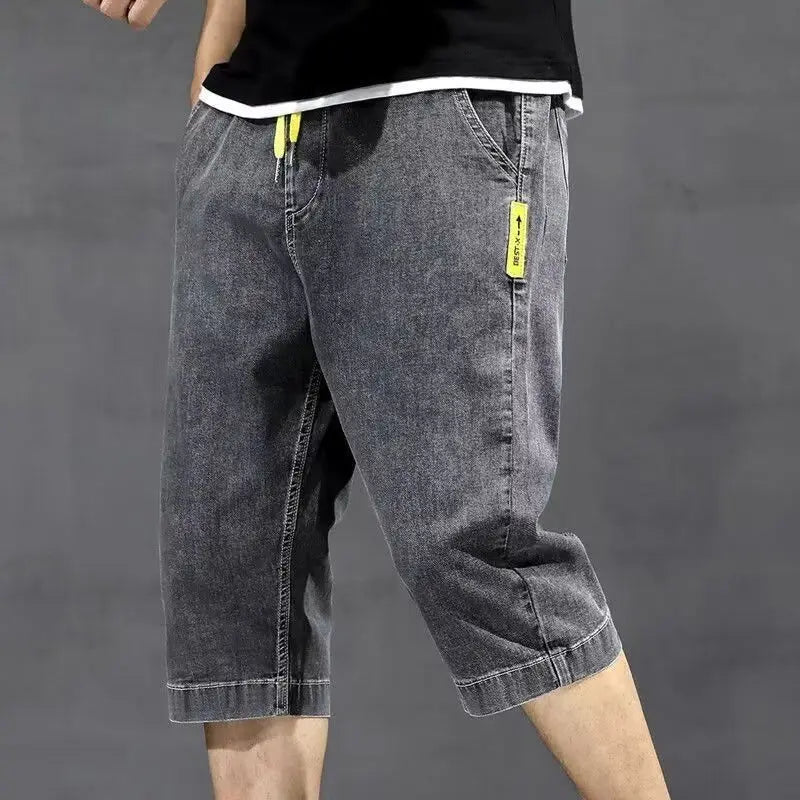 Denim Shorts Men's Summer Loose Thin Breathable Trendy Brand Workwear Handsome Casual Five-point Mid-size Pants