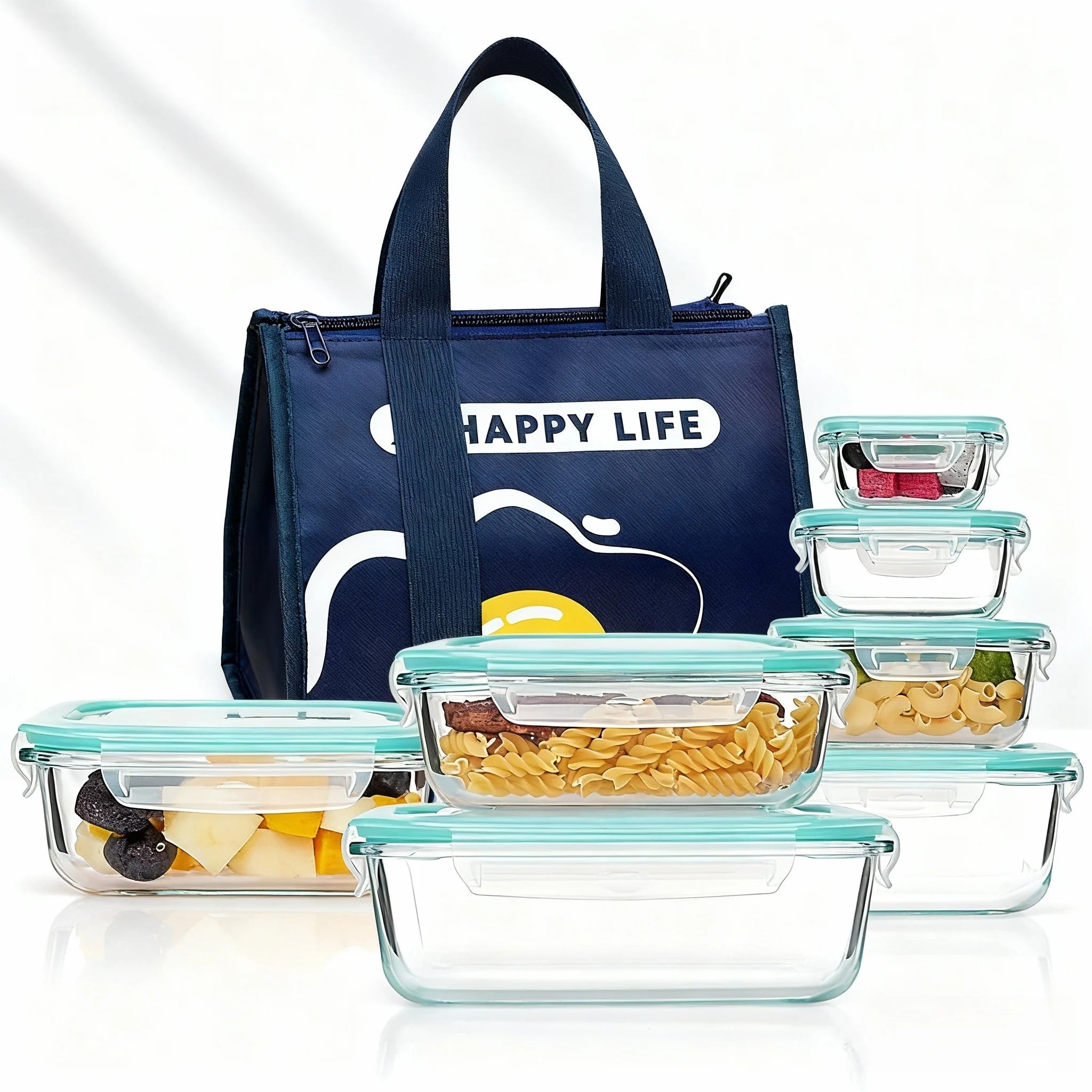 Glass Lunch Bento Box for Adults, Food Storage Containers with Lids Microwave & Dishwasher Safe Meal Prep Container for Office