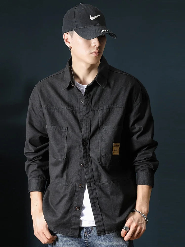 Oversized Men's Long Sleeve 100% Cotton Shirts Male Tops Big Size Fashion Casual Jacket Loose Fit Spring Outwear Plus Large 7XL