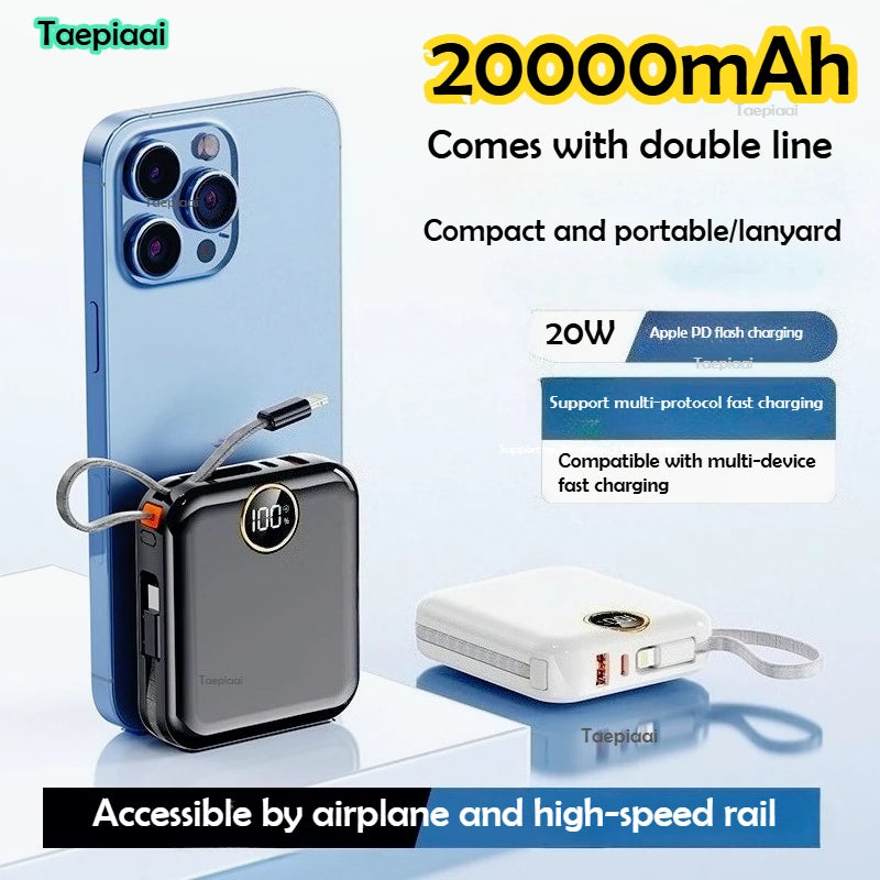 [Flame-Retardant Power Bank] PD20 22.5W 20000mAh Display Fast Portable Auxiliary Battery Type-C Lcd Capacity Indicator PowerBank