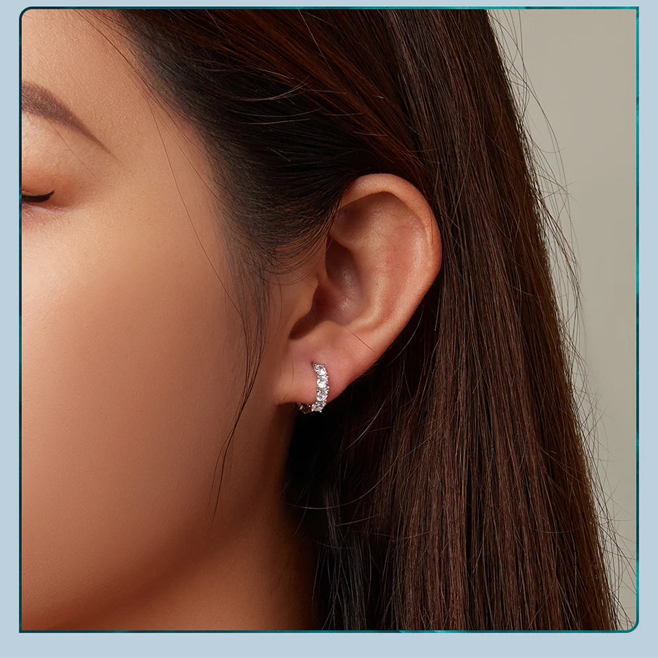 WOSTU Real 925 Sterling Silver Full of Zircon Circel Hoop Earrings For Women S925 Wedding Round Crystal Pendientes Jewelry Gift