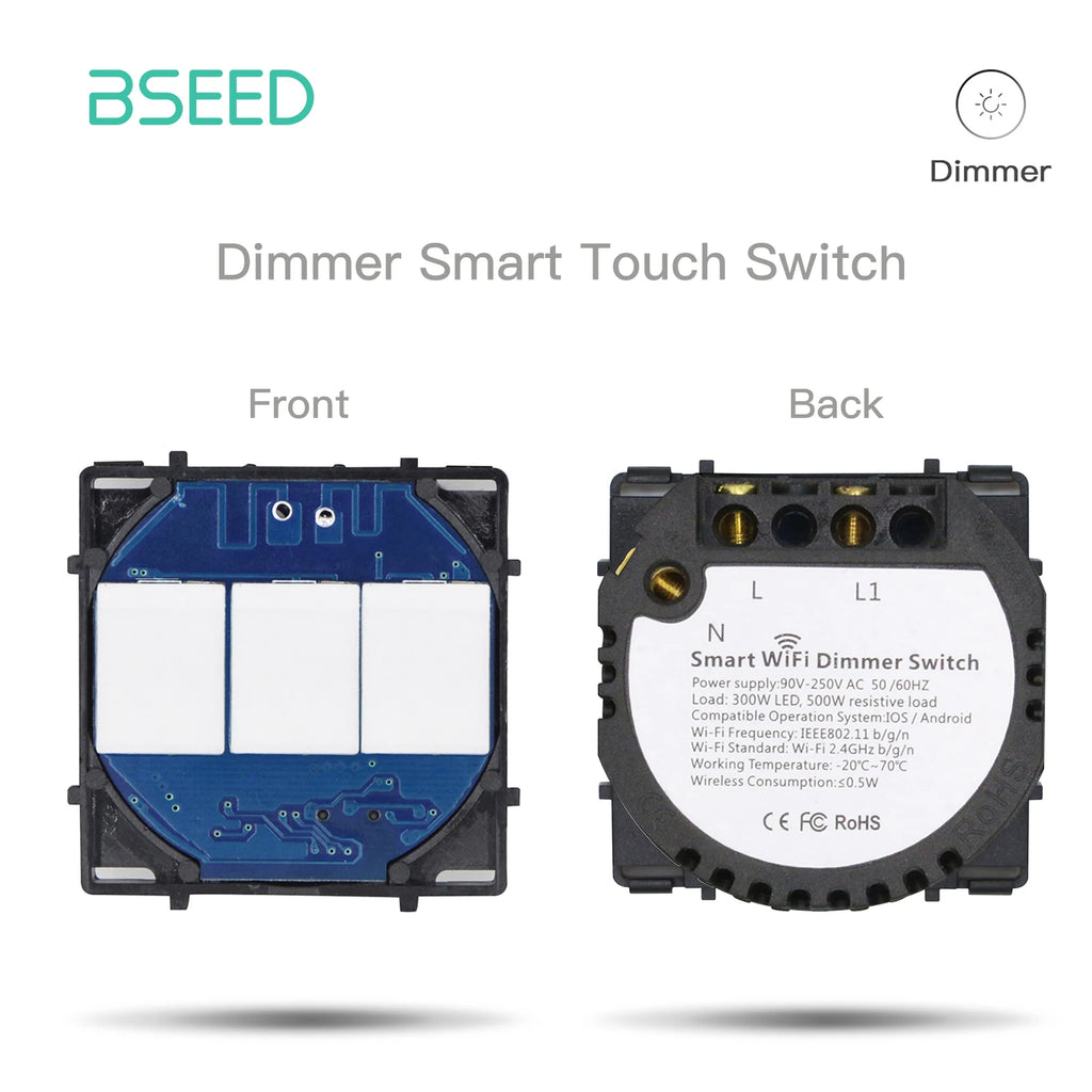 BSEED WIFI Wall Light Switches Glass Panel Parts White Smart Touch Switches Function Parts EU Sockets Power Outlet Parts
