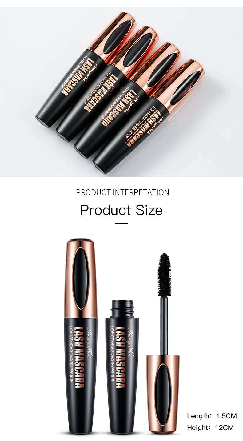 Extension 4D Pure Silk Fiber Lash Mascara Makeup Waterproof Ultra Black Volume and Length Thick Lash Extension Makeup Eyelash
