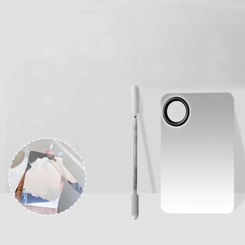 Makeup Foundation Brush Mixing Palette Stainless Steel Foundation Lipstick Eye Shadow Mixer Palette With Spatula MakeUp Tools