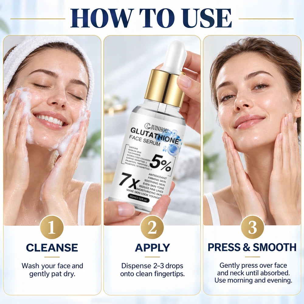 JUINHOU Facial Serum Glutathione Essence Deep Hydration Brightening Serum Reduce Dullness Firming Skin Care For All Skin Types