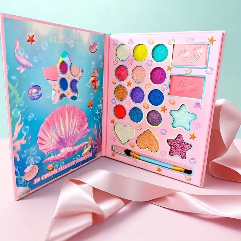 Women's Makeup Eye Shadow Palette,18 Color Cartoon Fashionable Pearlescent Matte Highlights Eyeshadow Palette Eye Makeup Gifts