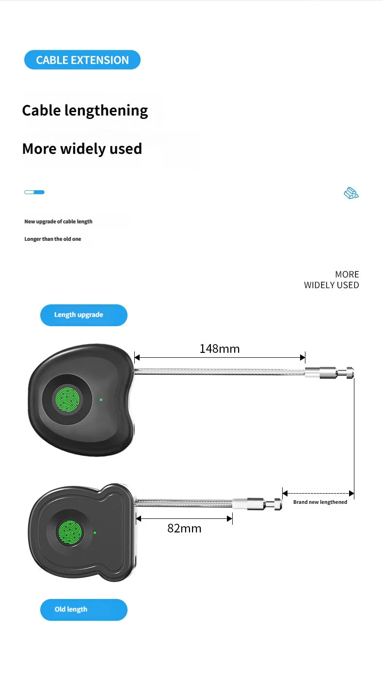Smart Fingerprint Padlock Biometric Intelligent Lock Dormitory Home Protection Outdoor Cabinet Warehouse Extended Security Lock