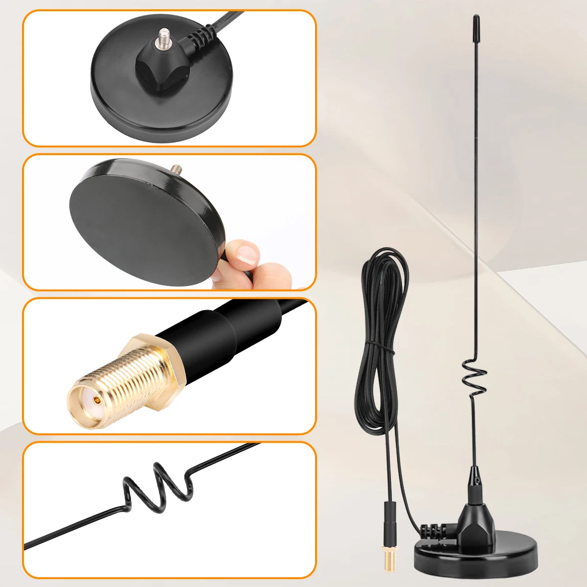 UT-106UV Car Antenna Walkie Talkie Magnetic SMA-Female VHF UHF On board Antenna for UV-5R 5RH 21 Pro Quansheng UV-K5 Ham Radio