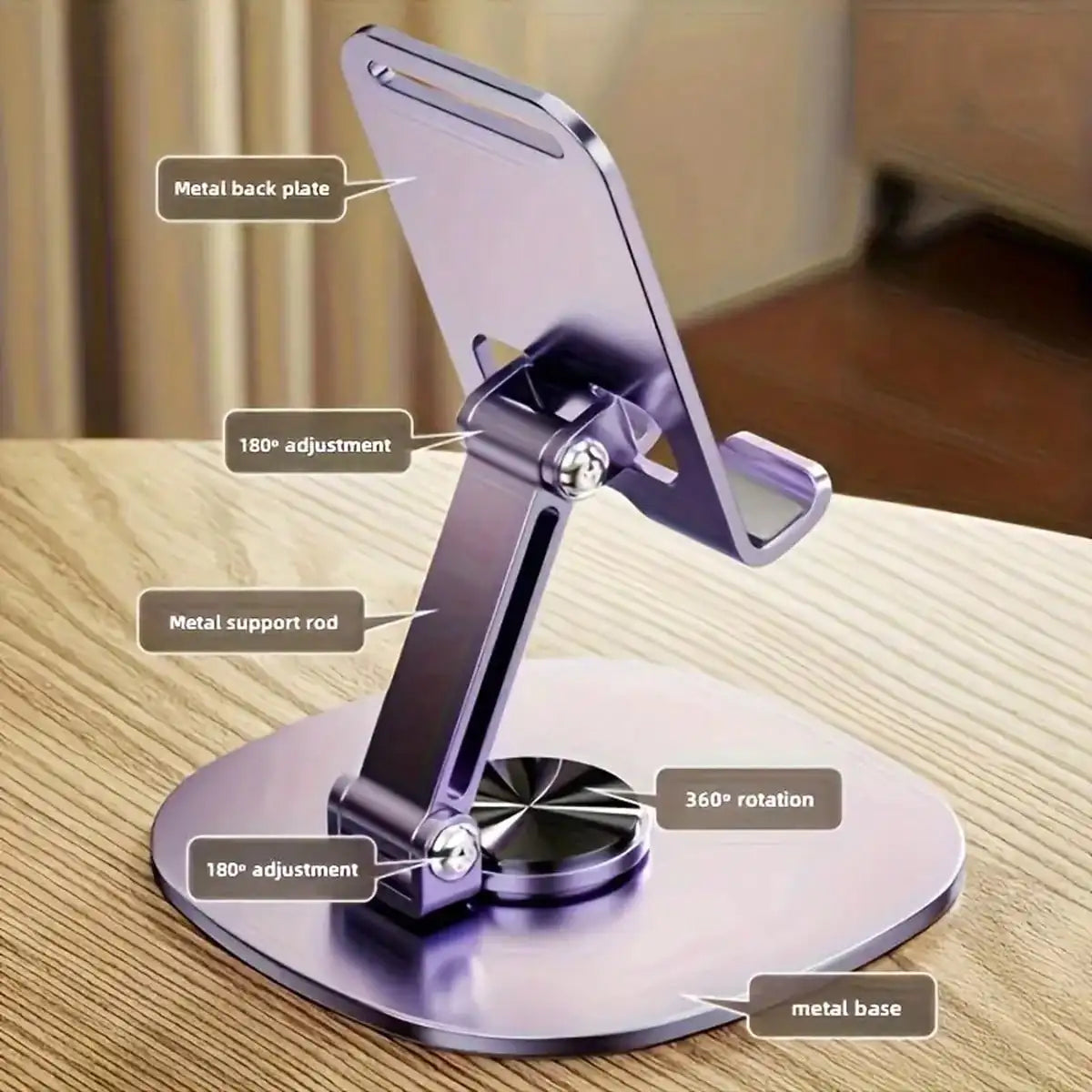 Foldable Universal Metal Phone Desk Stand Rotatable for Live Broadcasts And Lazy Height Adjustment Tablet Support
