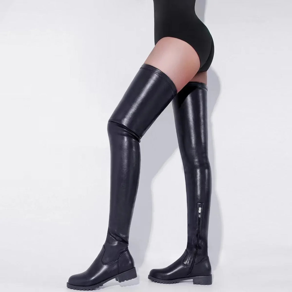Women's Boots Trend 2024 Autumn Winter Over-the-knee Side Zipper Sexy Nightclub Long Shoes for Women Plus Size 44 Flat New Style