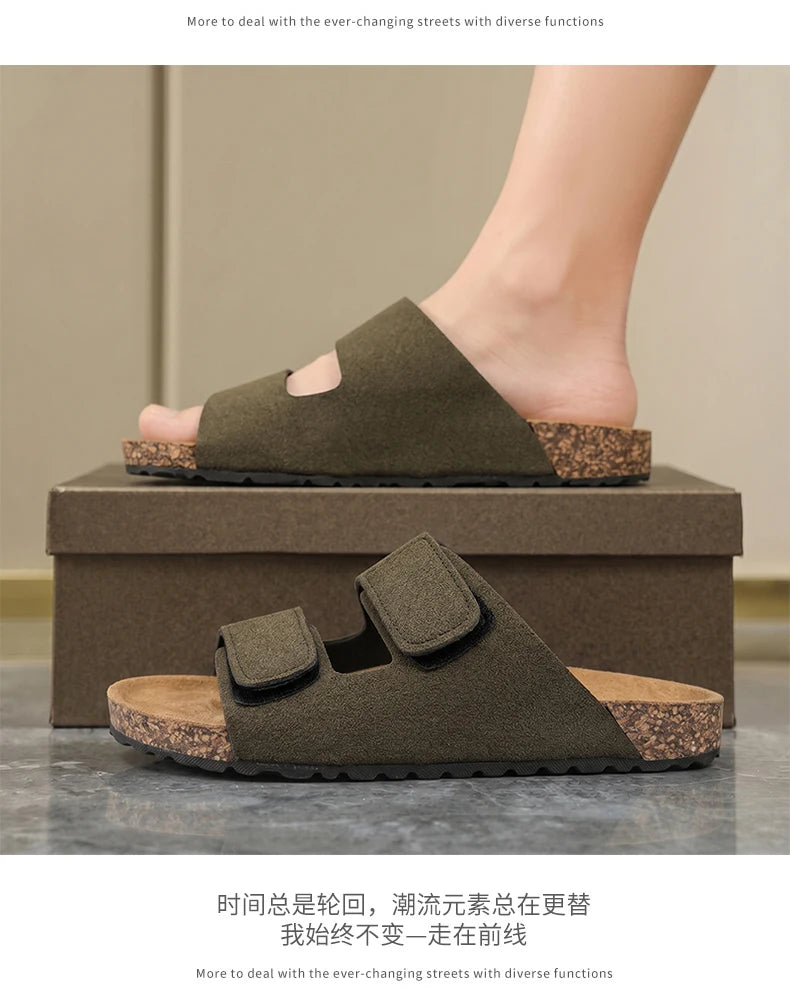 Men's one strap slip on casual slippers summer new breathable lightweight anti-slip comfort beach shoes outdoor walking slippers