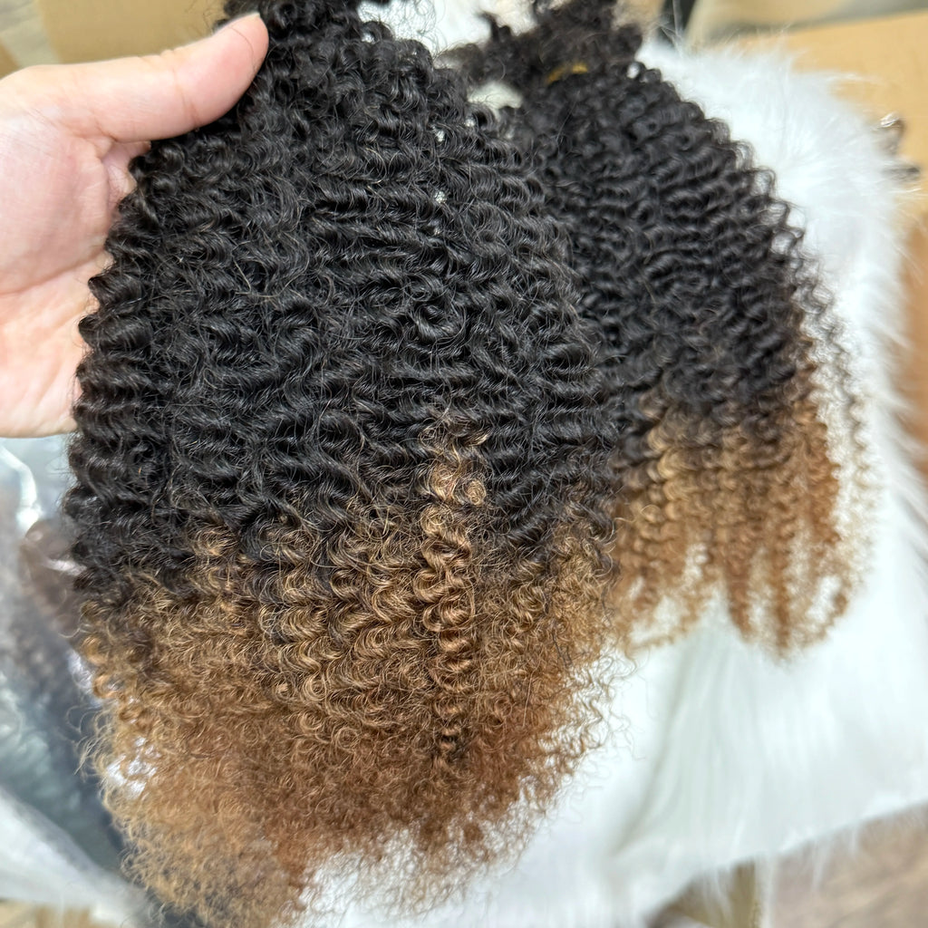 Mini Twist 4C Afro Kinky Curly Hair Bulk No Weft Crochet Human Hair Colored Bundles for Mini Braid Dreadlock Extension