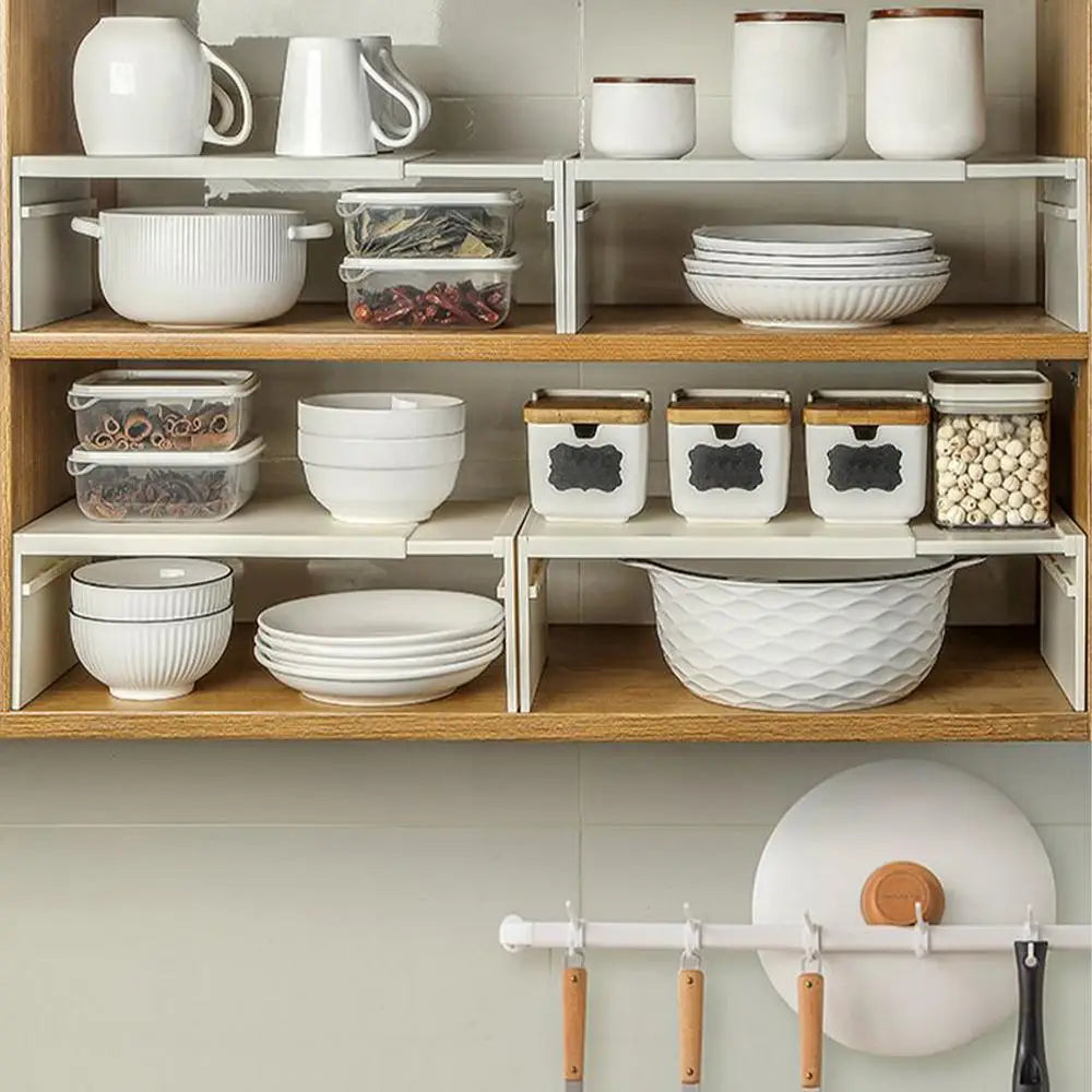 1pcs Kitchen Stretchable Cabinet Shelf Cupboard Separated Storage Rack Countertop Organizer shoe Organizer Shelf Save Space