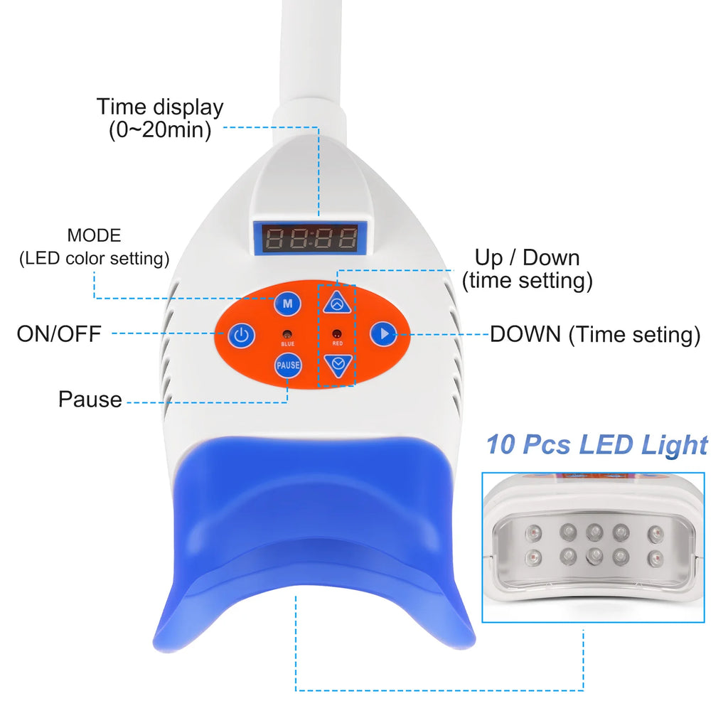 3 Colors Dental Teeth Whitening Lamp Accelerator Portable 8/10 LED Cold Light Teeth Bleaching Machine Teeth Whitening Light
