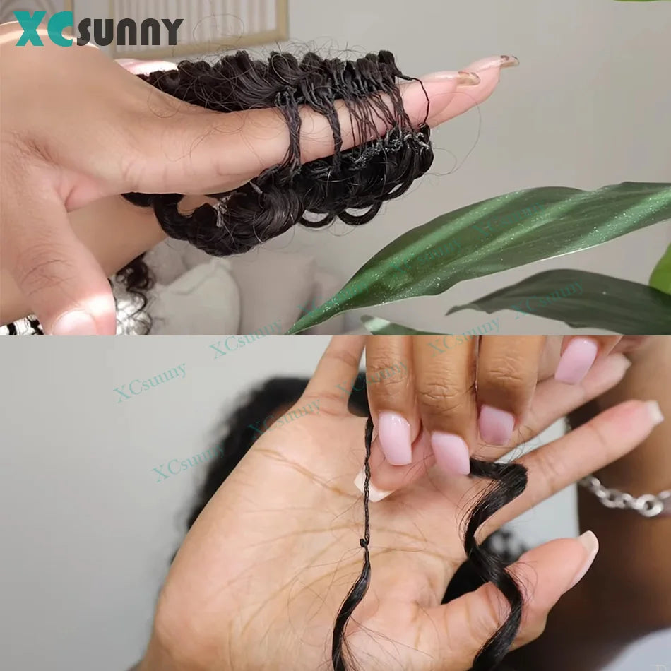 Water Wave Crochet Human Hair Curly Invisible Knotless Crochet Human Hair Extensions With String In The Middle Pre Separated