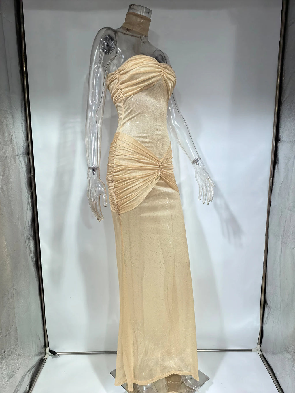 Sexy See Through Gauze Maxi Sequin Summer Dress Women Elegant Backless Birthday Party Dresses Long Prom Evening Dresses Vestidos