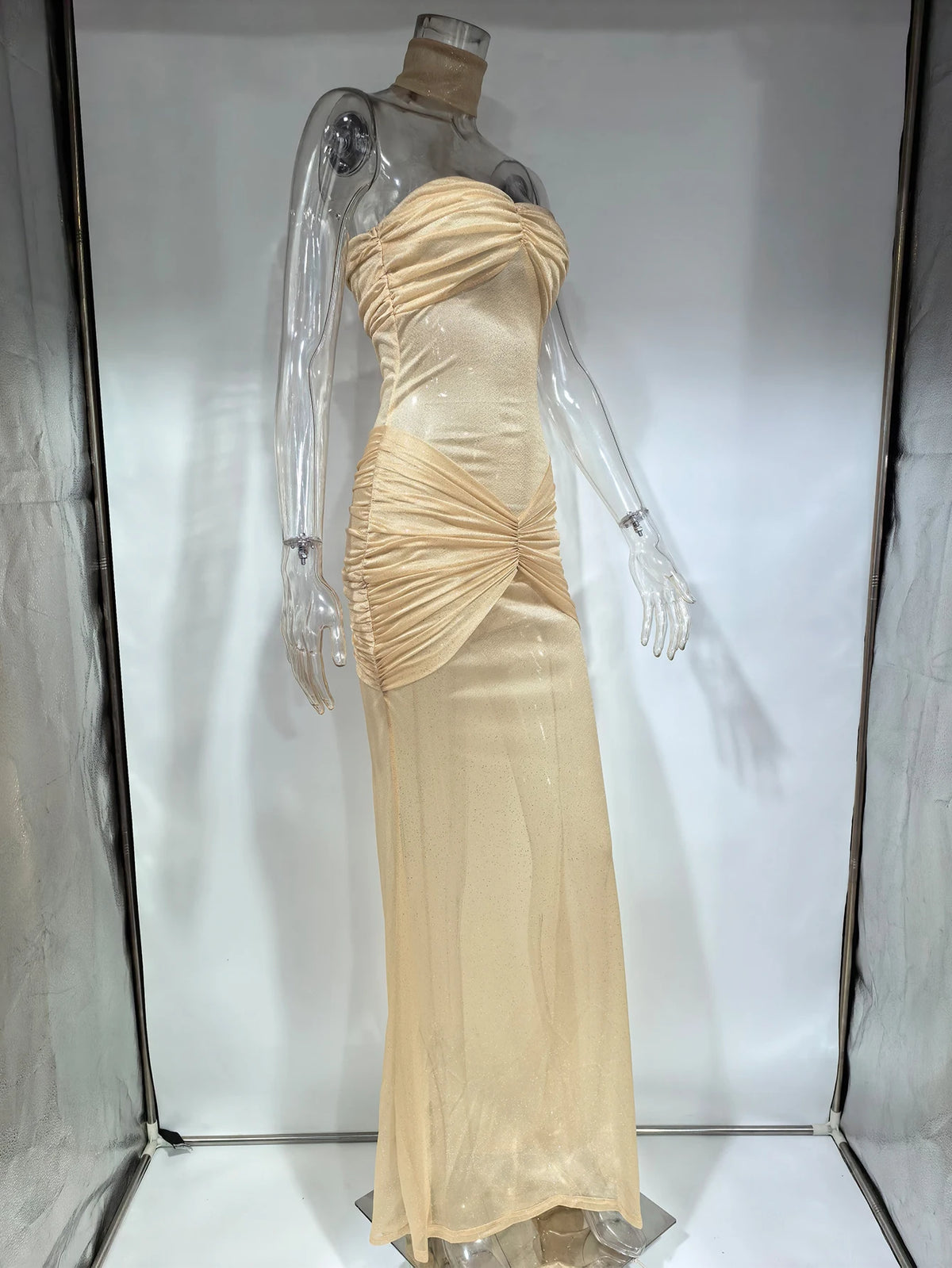 Sexy See Through Gauze Maxi Sequin Summer Dress Women Elegant Backless Birthday Party Dresses Long Prom Evening Dresses Vestidos