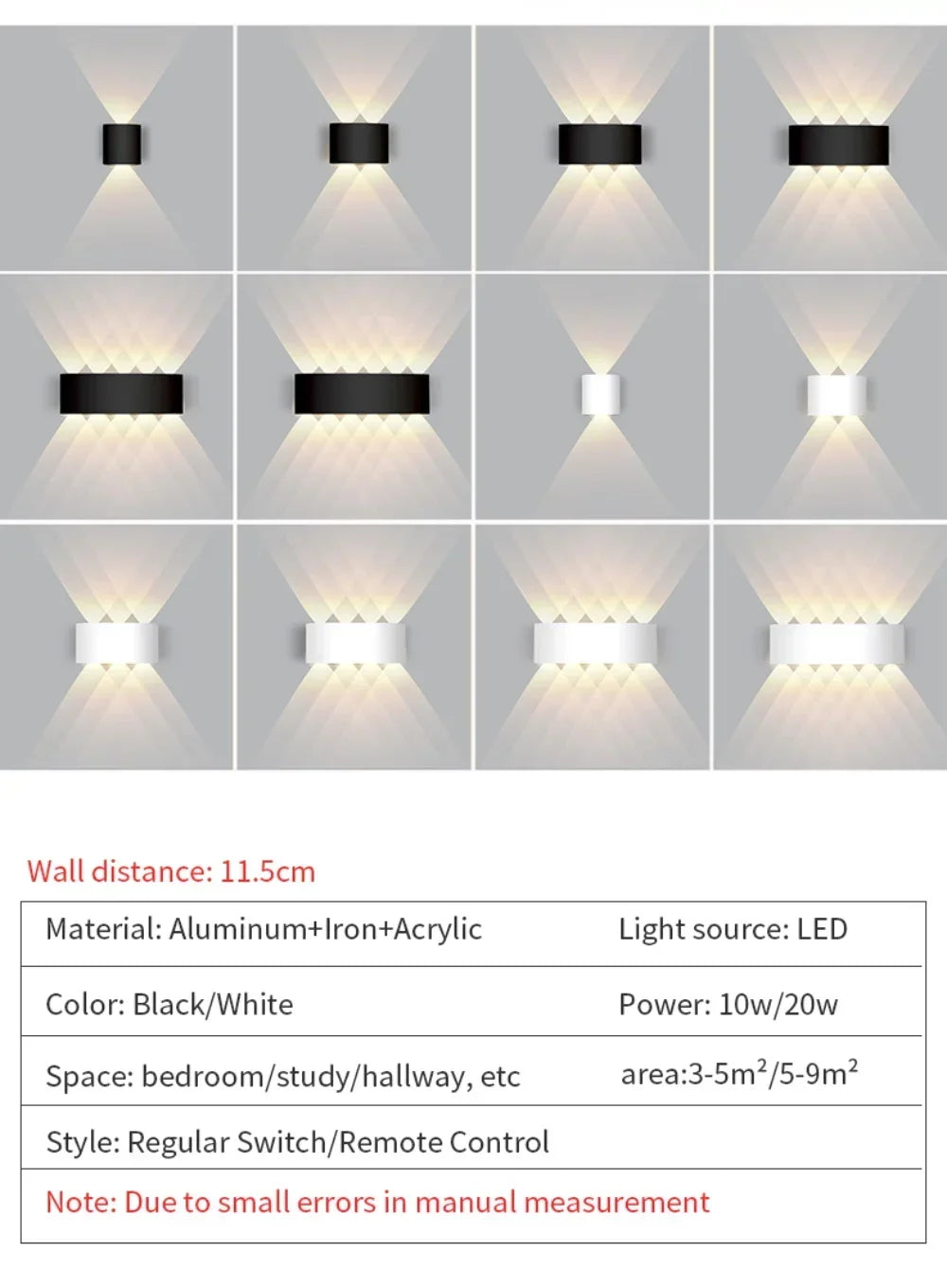 Waterproof Outdoor LED Wall Light for Garden Patio Balcony Warm White Weatherproof