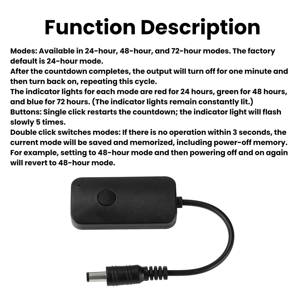 DC 9-12V WiFi Router Automatic Restart Line Timing 24/48/72 Hours, Automatic Power-Off, Home Switch Controller Line