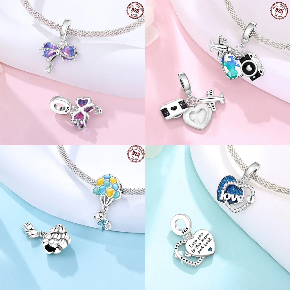 925 Sterling Silver Pink Zircon Love Beads Charms Fit Bracelet Women Jewelry Diy Anniversary Gift Delicate Accessories Bag Charm