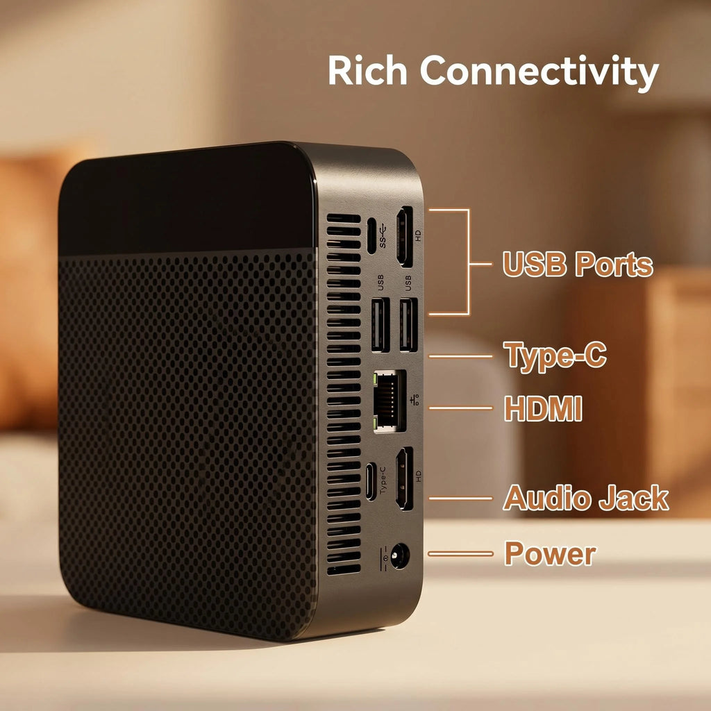 Mini PC Intel N150 16GB DDR4 512GB M.2 NVMe SSD Triple 4K Output WiFi6 Silent Cooling Office Home Desktop Pro Ultra Fast Max